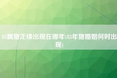 83属猪正缘出现在哪年