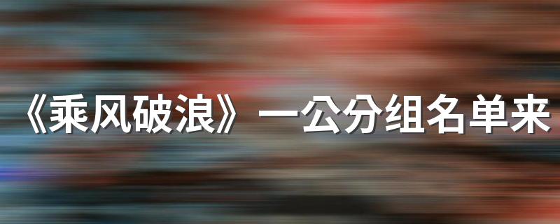 《乘风破浪》一公分组名单来了 你期待谁的精彩表演