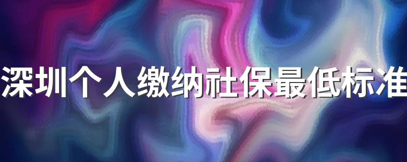 深圳个人缴纳社保最低标准 深圳社保多少钱一个月2022？