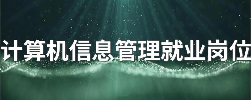 计算机信息管理就业岗位 毕业做什么工作