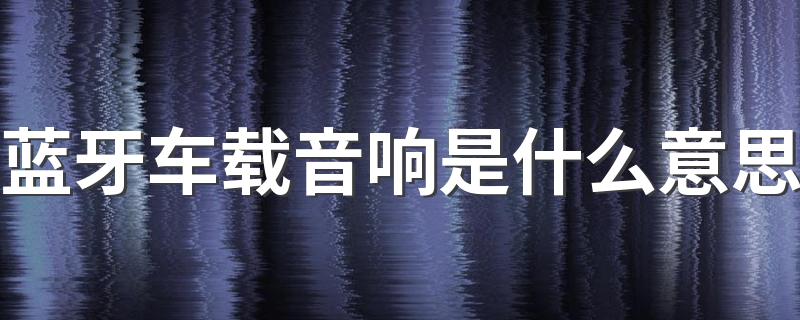 蓝牙车载音响是什么意思