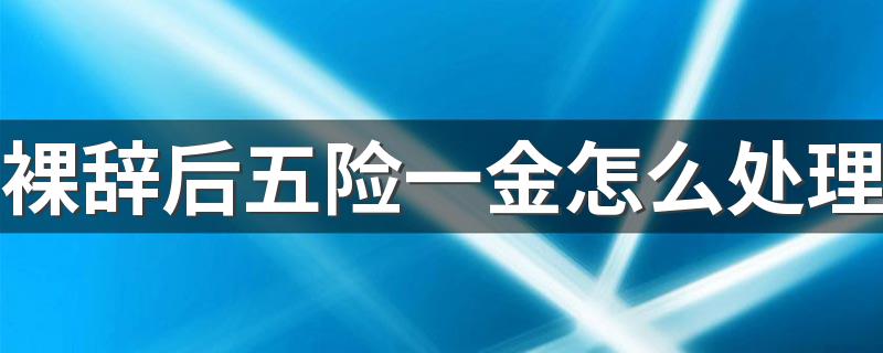 裸辞后五险一金怎么处理