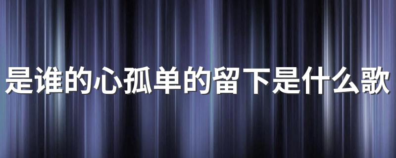 是谁的心孤单的留下是什么歌 演唱者是谁