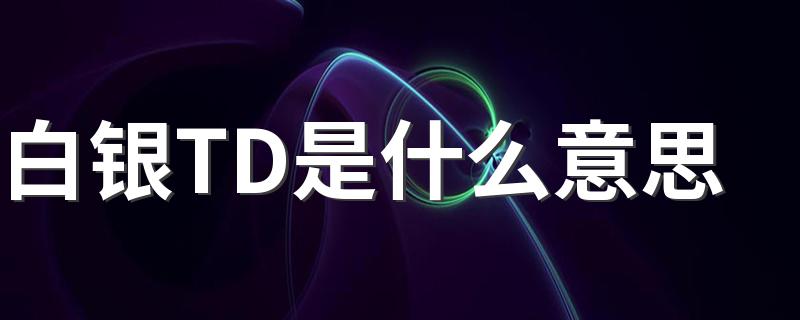 白银TD是什么意思 白银TD的意思