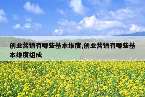 创业营销有哪些基本维度,创业营销有哪些基本维度组成