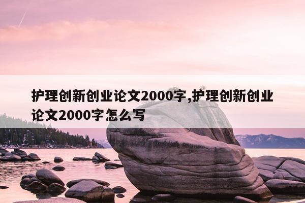 护理创新创业论文2000字,护理创新创业论文2000字怎么写