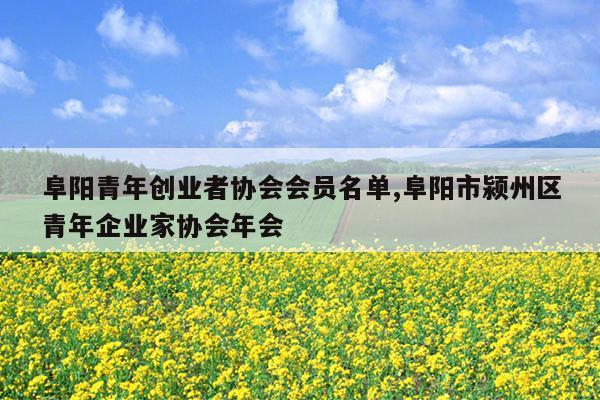 阜阳青年创业者协会会员名单,阜阳市颍州区青年企业家协会年会