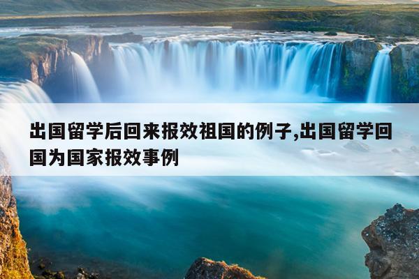 出国留学后回来报效祖国的例子,出国留学回国为国家报效事例
