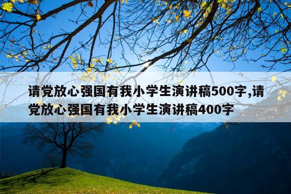 请党放心强国有我小学生演讲稿500字,请党放心强国有我小学生演讲稿400字
