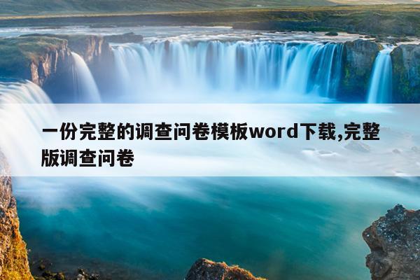 一份完整的调查问卷模板word下载,完整版调查问卷