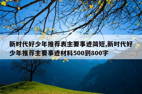 新时代好少年推荐表主要事迹简短,新时代好少年推荐主要事迹材料500到800字