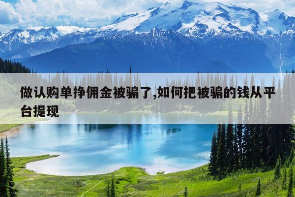 做认购单挣佣金被骗了,如何把被骗的钱从平台提现