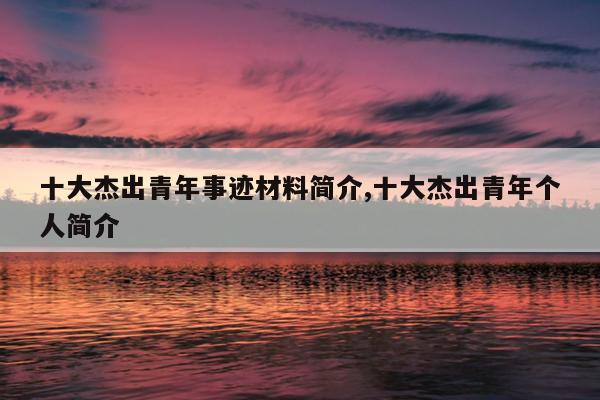 十大杰出青年事迹材料简介,十大杰出青年个人简介