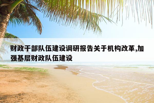 财政干部队伍建设调研报告关于机构改革,加强基层财政队伍建设