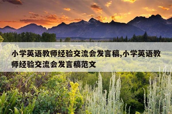 小学英语教师经验交流会发言稿,小学英语教师经验交流会发言稿范文