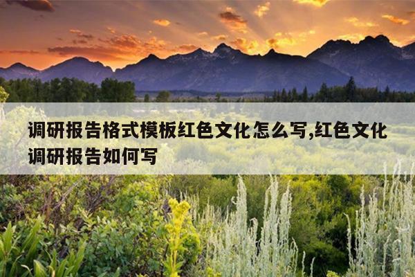 调研报告格式模板红色文化怎么写,红色文化调研报告如何写