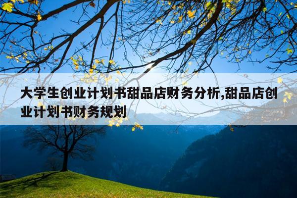 大学生创业计划书甜品店财务分析,甜品店创业计划书财务规划