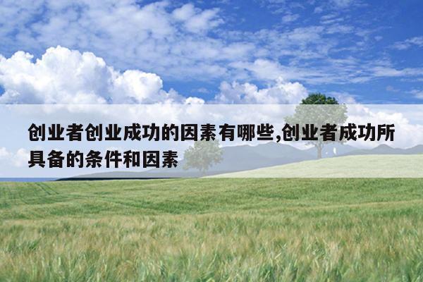 创业者创业成功的因素有哪些,创业者成功所具备的条件和因素