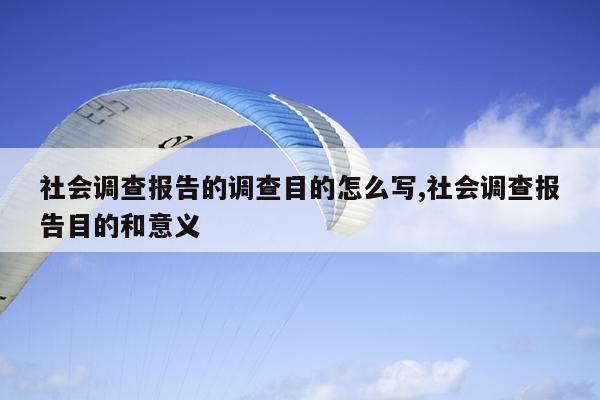 社会调查报告的调查目的怎么写,社会调查报告目的和意义