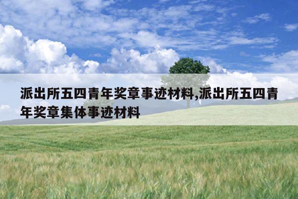 派出所五四青年奖章事迹材料,派出所五四青年奖章集体事迹材料