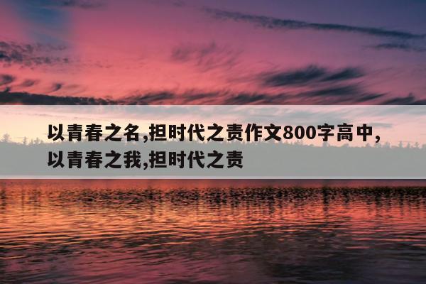 以青春之名,担时代之责作文800字高中,以青春之我,担时代之责