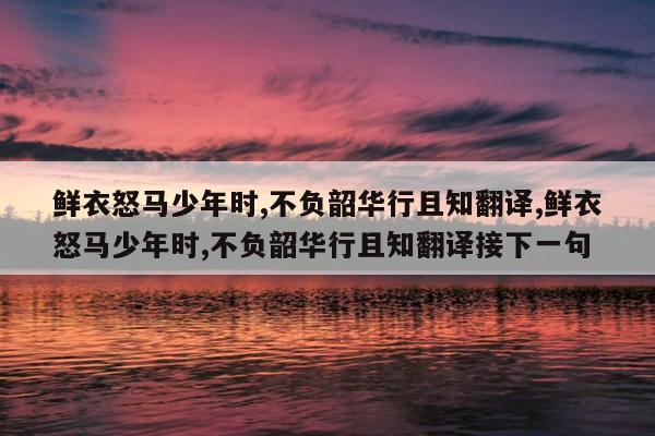 鲜衣怒马少年时,不负韶华行且知翻译,鲜衣怒马少年时,不负韶华行且知翻译接下一句