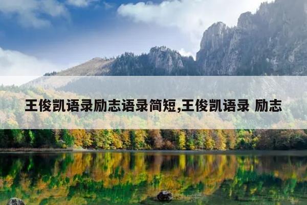 王俊凯语录励志语录简短,王俊凯语录 励志