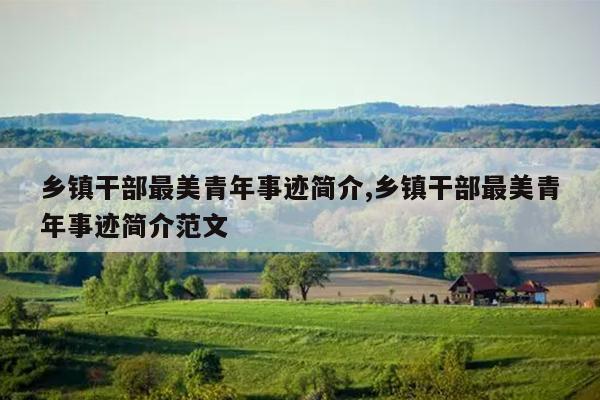 乡镇干部最美青年事迹简介,乡镇干部最美青年事迹简介范文
