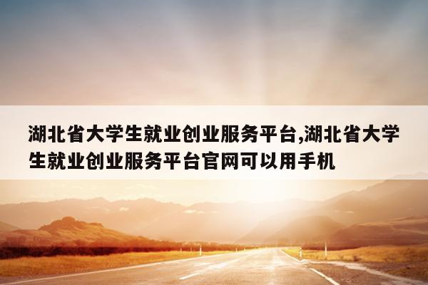 湖北省大学生就业创业服务平台,湖北省大学生就业创业服务平台官网可以用手机