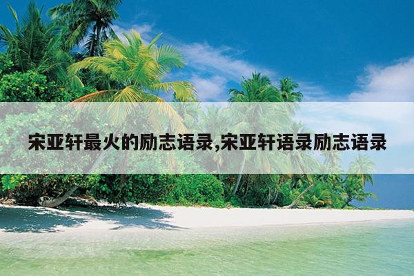 宋亚轩最火的励志语录,宋亚轩语录励志语录