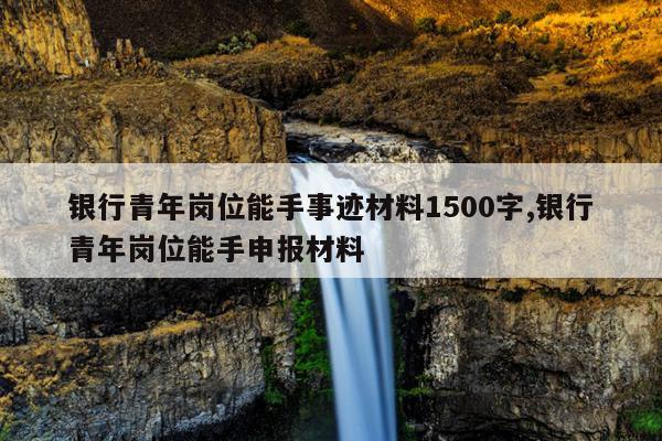 银行青年岗位能手事迹材料1500字,银行青年岗位能手申报材料