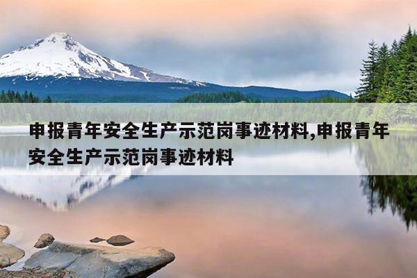 申报青年安全生产示范岗事迹材料,申报青年安全生产示范岗事迹材料