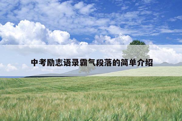 中考励志语录霸气段落的简单介绍