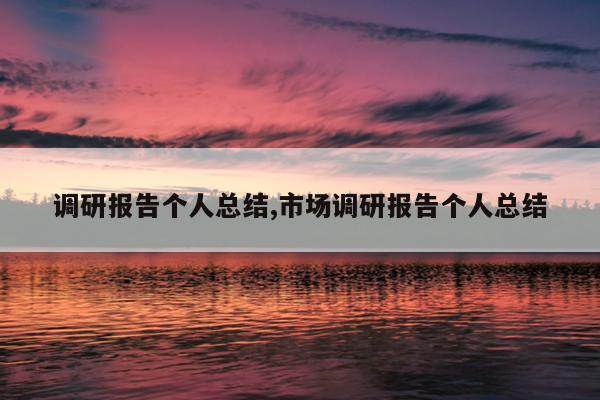 调研报告个人总结,市场调研报告个人总结