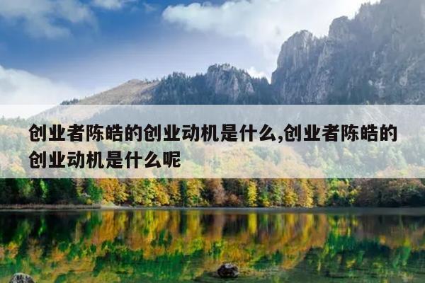 创业者陈皓的创业动机是什么,创业者陈皓的创业动机是什么呢
