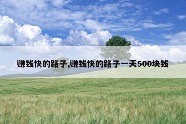 赚钱快的路子,赚钱快的路子一天500块钱