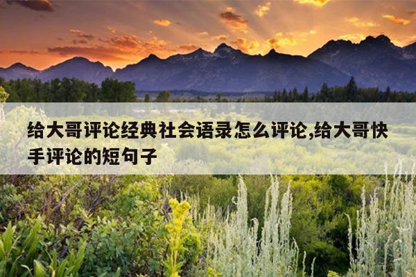 给大哥评论经典社会语录怎么评论,给大哥快手评论的短句子