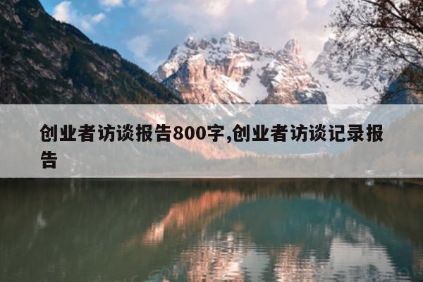 创业者访谈报告800字,创业者访谈记录报告