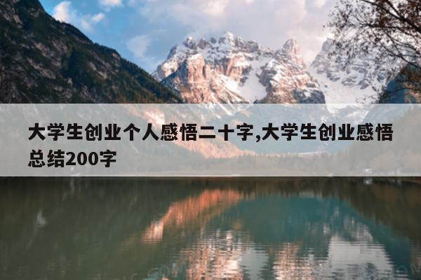 大学生创业个人感悟二十字,大学生创业感悟总结200字