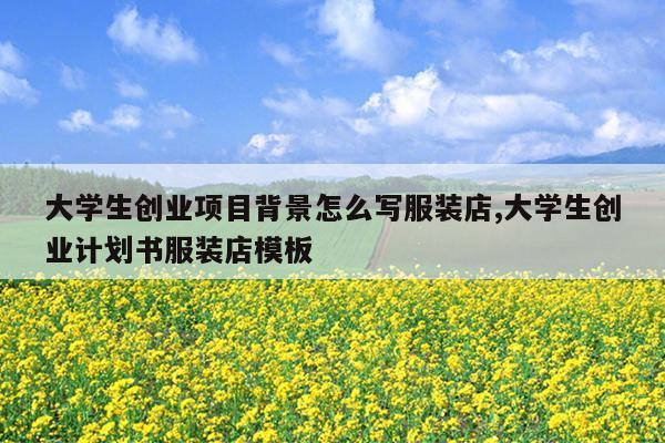 大学生创业项目背景怎么写服装店,大学生创业计划书服装店模板