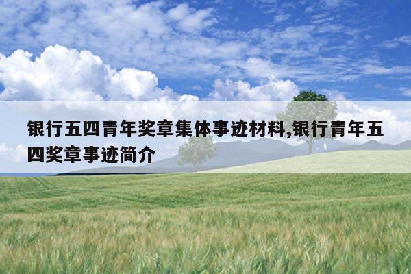银行五四青年奖章集体事迹材料,银行青年五四奖章事迹简介