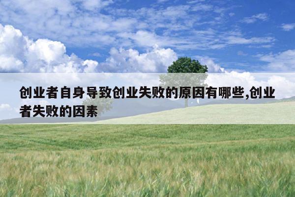 创业者自身导致创业失败的原因有哪些,创业者失败的因素