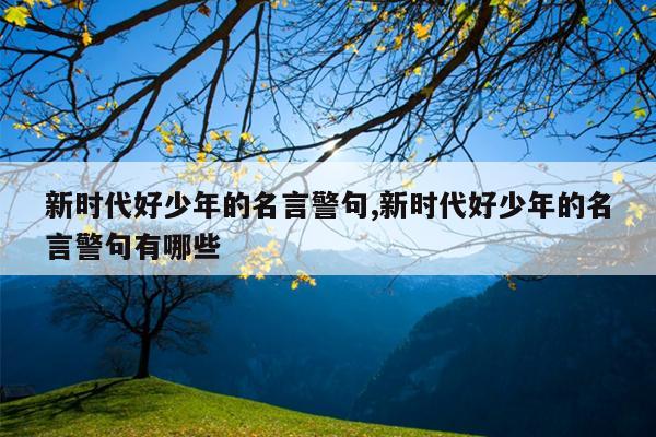 新时代好少年的名言警句,新时代好少年的名言警句有哪些