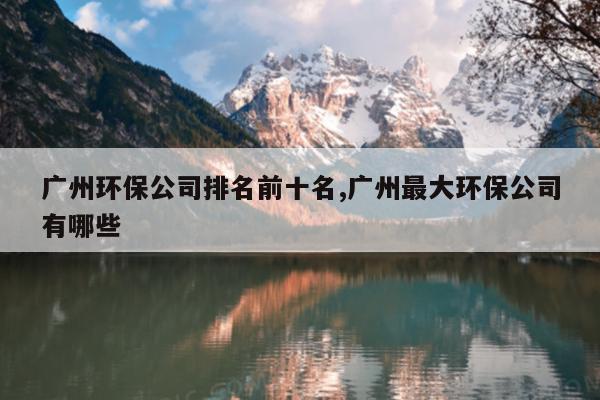 广州环保公司排名前十名,广州最大环保公司有哪些