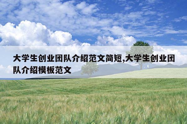 大学生创业团队介绍范文简短,大学生创业团队介绍模板范文
