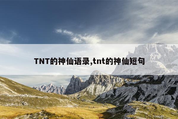 TNT的神仙语录,tnt的神仙短句