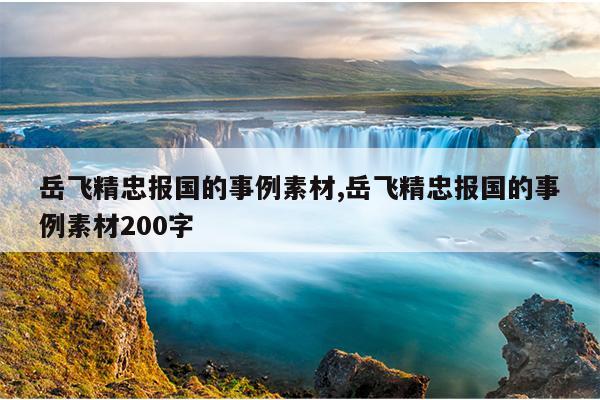岳飞精忠报国的事例素材,岳飞精忠报国的事例素材200字