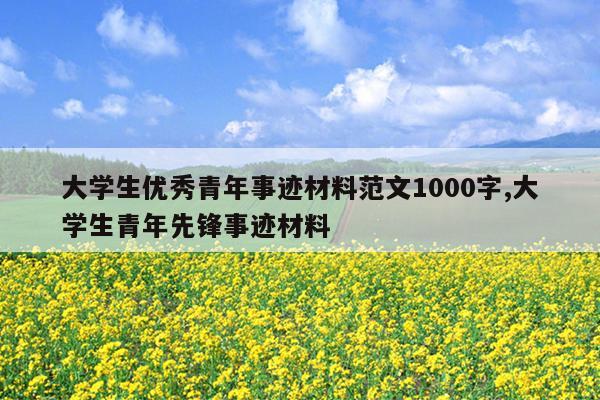 大学生优秀青年事迹材料范文1000字,大学生青年先锋事迹材料