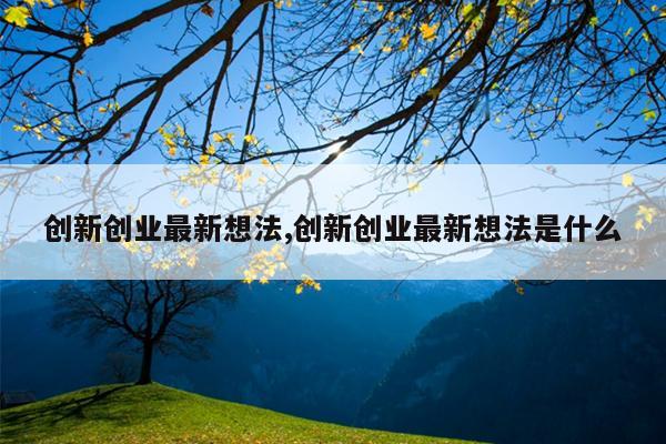 创新创业最新想法,创新创业最新想法是什么