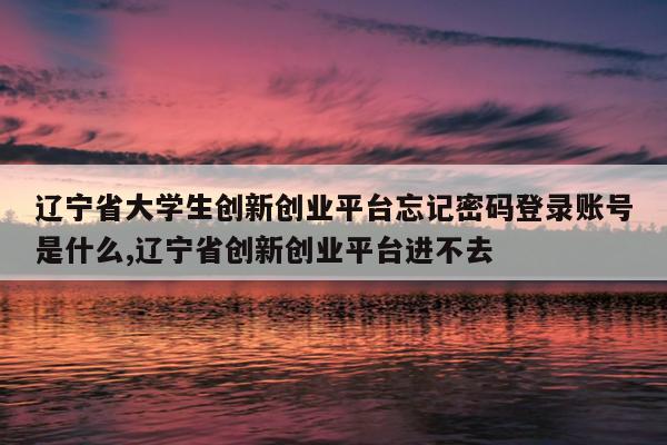 辽宁省大学生创新创业平台忘记密码登录账号是什么,辽宁省创新创业平台进不去